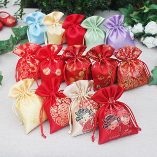 中国风结婚满月个性锦缎喜糖袋喜糖盒生日喜蛋袋袋首饰香包袋