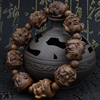 越南皮黑木沉香木雕刻十八罗汉貔貅，佛珠男女款手串黑檀乌木手链