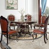 欧式全实木圆桌美式餐桌椅组合 木面家用6人圆餐台新古典豪华饭桌