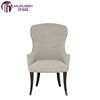现代美式实木简美餐椅 新古典进口软包浅灰布艺咖啡椅休闲椅定制