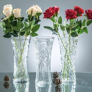 现代简约台面 插水培富贵竹百合花瓶玻璃透明大号码花器桌面摆件