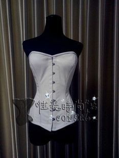 唯美时尚白色真皮钢骨束身衣收腹瘦身束腰哥特式corset宫廷马甲