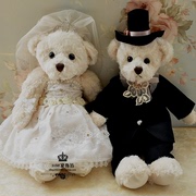 韩国高档婚纱泰迪熊西式情侣熊大号车头压床娃娃结婚公仔婚礼对偶