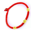 本命年18k金红绳(金红绳，)手链男女黄金红绳金珠手链，红绳情侣款手工编织