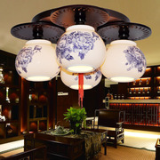 新中式陶瓷吸顶灯新古典陶瓷卧室餐厅书房仿古过道楼梯4头吸顶灯