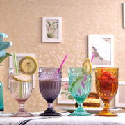 zakka杯子复古雕玻璃杯子家用喝水夏日冰杯水杯酒吧杯子日韩