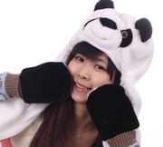 长款熊猫帽子熊猫3连体动物帽子卡通熊猫帽子圣诞礼物