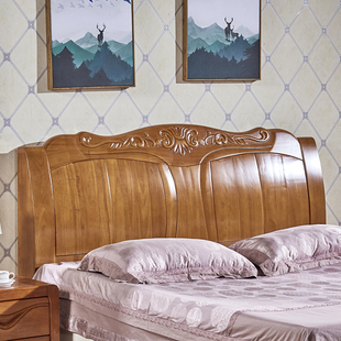 床头板实木现代简约欧式烤漆橡木床头靠背板，1.51.82.0米白茬