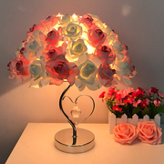 水晶台灯创意婚庆，婚房装饰卧室床头灯台灯欧式温馨玫瑰花结婚礼物