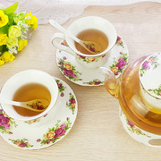 整套英式玫瑰花茶壶玻璃，茶具套装陶瓷过滤内胆带加热底座泡茶壶