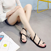 夏女纯色韩版塑胶果冻，糖果平跟低跟夹趾夹脚珍珠，防水办公拖凉鞋