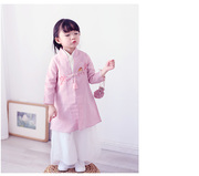 汉服女童母女装春秋款，童装宝宝中国风，复古中式棉麻套装儿童唐装女