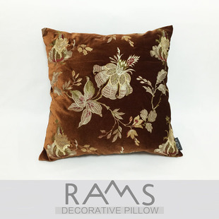 中式高档样板房红木沙发刺绣花靠垫抱枕 古典花卉白蓝咖紫色