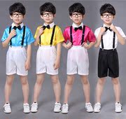 六一儿童合唱服装男童演出服短袖黑色背带裤小学生幼儿主持人服装