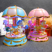 发光旋转木马音乐盒蛋糕摆件装饰玩具八音盒儿童生日礼物节日