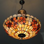 帝凡尼餐厅灯具客厅卧室灯地中海田园20寸富贵花贝壳吊灯