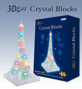 3d立体水晶拼图，创意diy益智玩具艾菲尔铁塔发光拼图儿童益智
