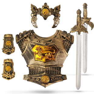 儿童玩具罗马勇士盔甲铠甲可穿兵器，盾牌仿真武士武器斧子面具