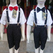 六一儿童演出服男童短袖，白衬衣衫黑色，短西裤四件套装小主持人服装