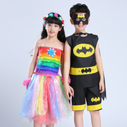 六一环保服装儿童时装秀手工，制作蝙蝠侠创意幼儿园舞台走秀演出服