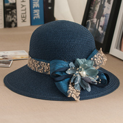 花朵蕾丝草帽子女夏天韩版沙滩帽防晒遮阳帽，海边太阳帽女士出游