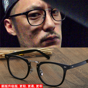 日本手工中金眼镜 板材男女士近视眼镜架余文乐同款镜框复古潮人