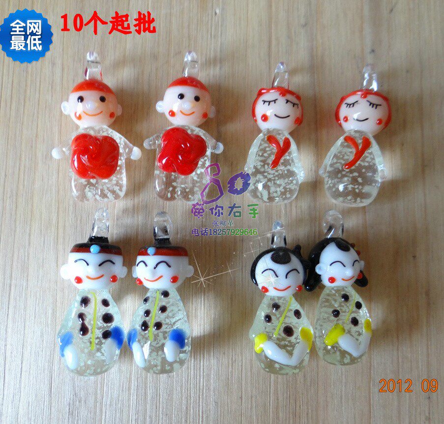 夜光卡通<em>琉璃</em>小人吊坠 DIY<em>毛衣链</em>挂饰 穿红绳子