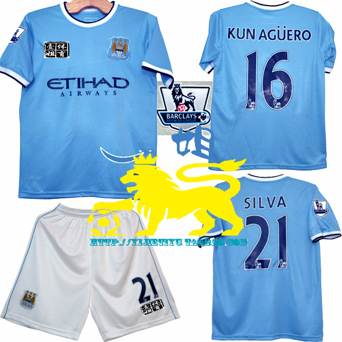 13-14曼城主场足球服16号阿奎罗球衣21号席尔
