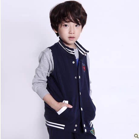 童装春秋2014新款<em>男童</em>纯棉<em>马甲</em>背心 <em>儿童</em>开衫