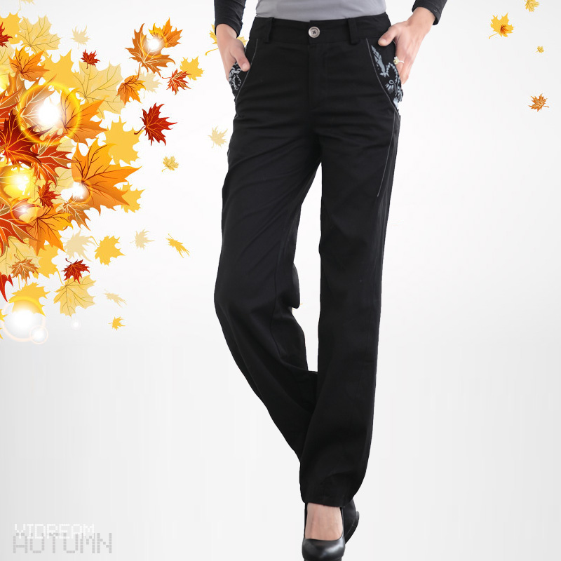 精品秋装新款30-40岁女装长裤女裤子印花休闲