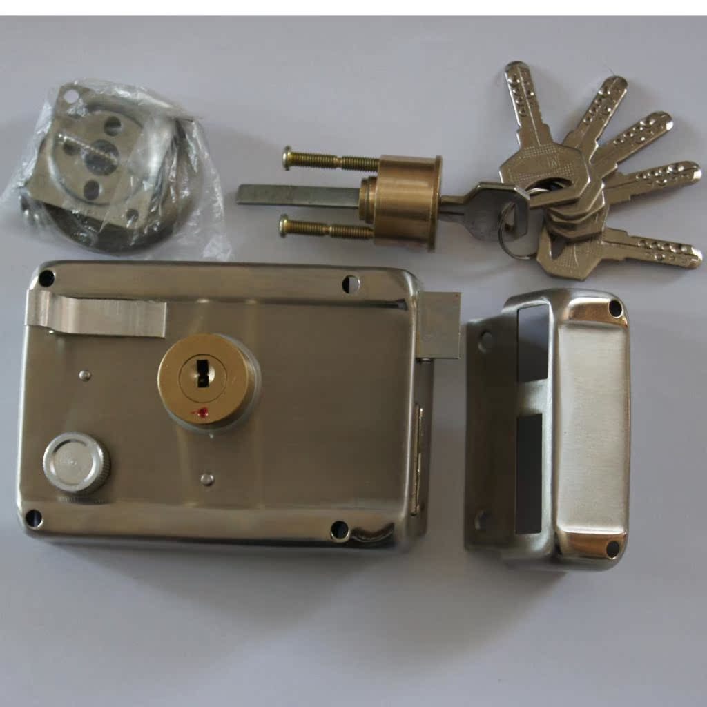 明装锁 不锈钢外装门锁 防盗锁 大门锁 户门锁 