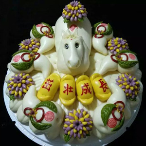 非物质文化遗产胶东花饽饽生日祝贺寿桃馒头蛋