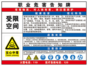 受限公司职业告示牌有限空间作业安全告知牌职