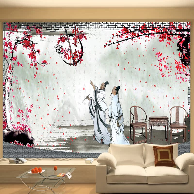 工厂直销墙纸大型壁画中式背景墙客厅沙发电视