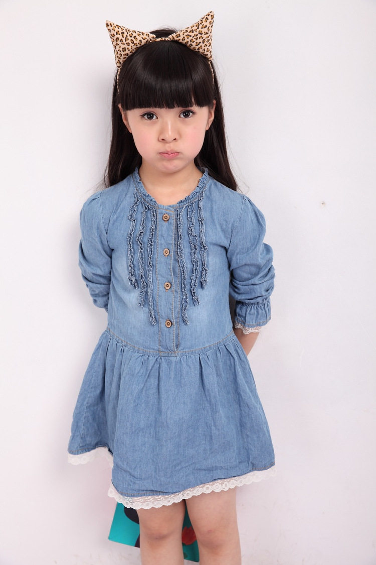 【<em>天天特价</em>】2014新款<em>女童</em>长袖<em>连衣裙</em>牛仔裙