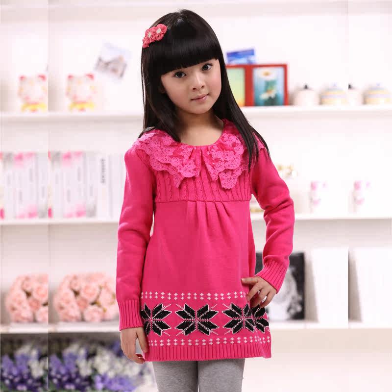 2013新款韩版童装 中大童女童<em>毛衣连衣裙</em>子羊