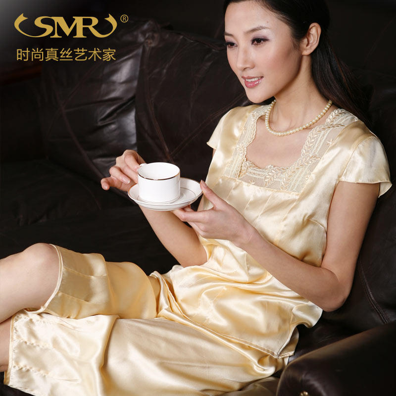 <em>珊目尔</em>正品<em>桑蚕丝睡衣</em>套装女夏真丝睡衣两件套