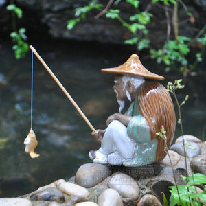 雕塑艺术品摆件 姜太公钓鱼 工艺品家居摆设品