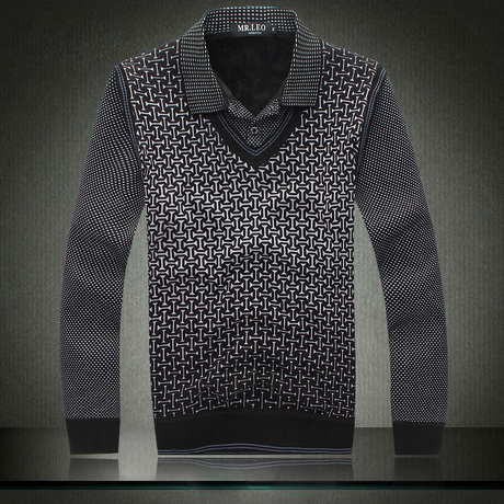 【wuyakandianshi】男士商务格子<em>翻领毛衣</em>假两