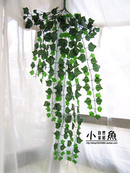 遮挡空调管水管墙角装饰仿真绿色植物小鱼尖