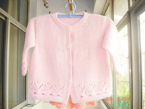 纯手工编织/最新<em>韩版</em>女童<em>粉色开衫毛衣</em>/3到5岁