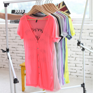 2012空调<em>针织衫</em>短袖薄<em>外套开衫</em> 夏季百搭<em>英文</em>