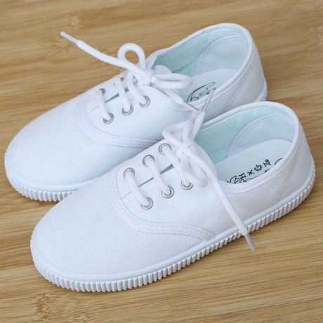 韩版春秋新款儿童帆布鞋系鞋带白色球鞋休闲运