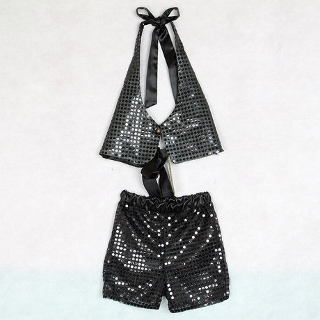 黑色爵士服套装<em>亮片</em>演出服<em>亮片马甲短裤舞蹈</em>服