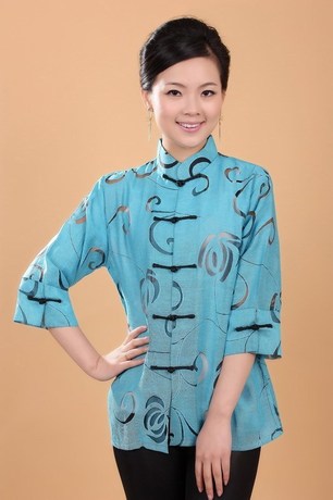 精品 女士 唐装 夏季 九分袖 中袖 唐装 上衣 外套