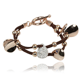 麦琪新款经典多层快乐雨滴奥地利水晶皮绳手链