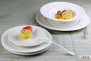 陶瓷餐具 LUZERNE 螺旋型 白丝四件套 大盘 中