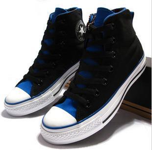 包快递》匡威★ ALL STAR 海外日版双层双色 黑蓝高帮 帆布鞋