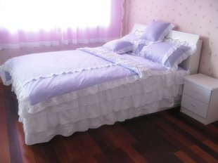 降价大促销!韩国公主床上用品紫色全棉欧式床
