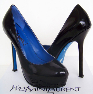 YSL Yves Saint Laurent black high-heeled high boots